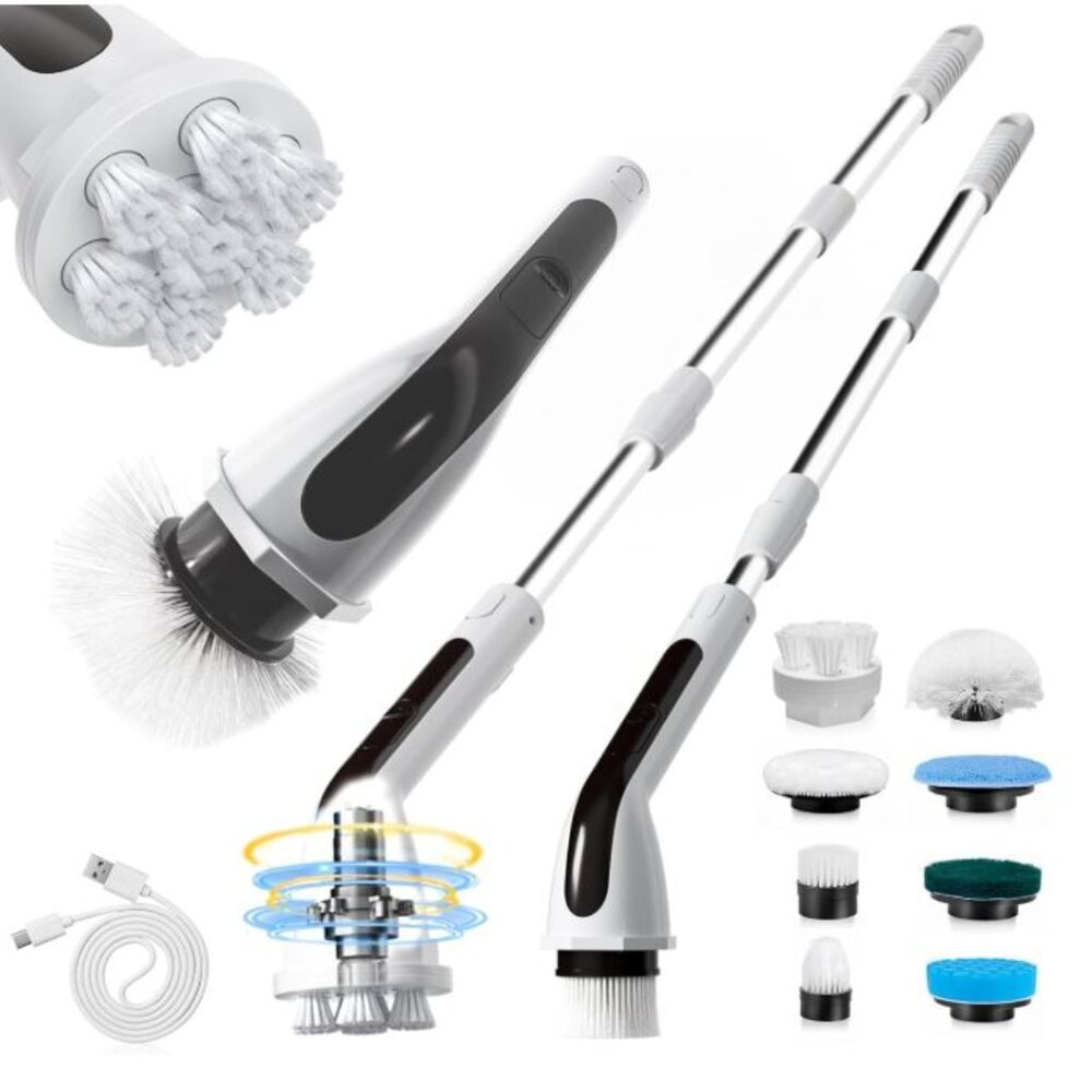 Electric Spin Scrubber Bathroom, Cordless Patent Cleaning Brush Head
